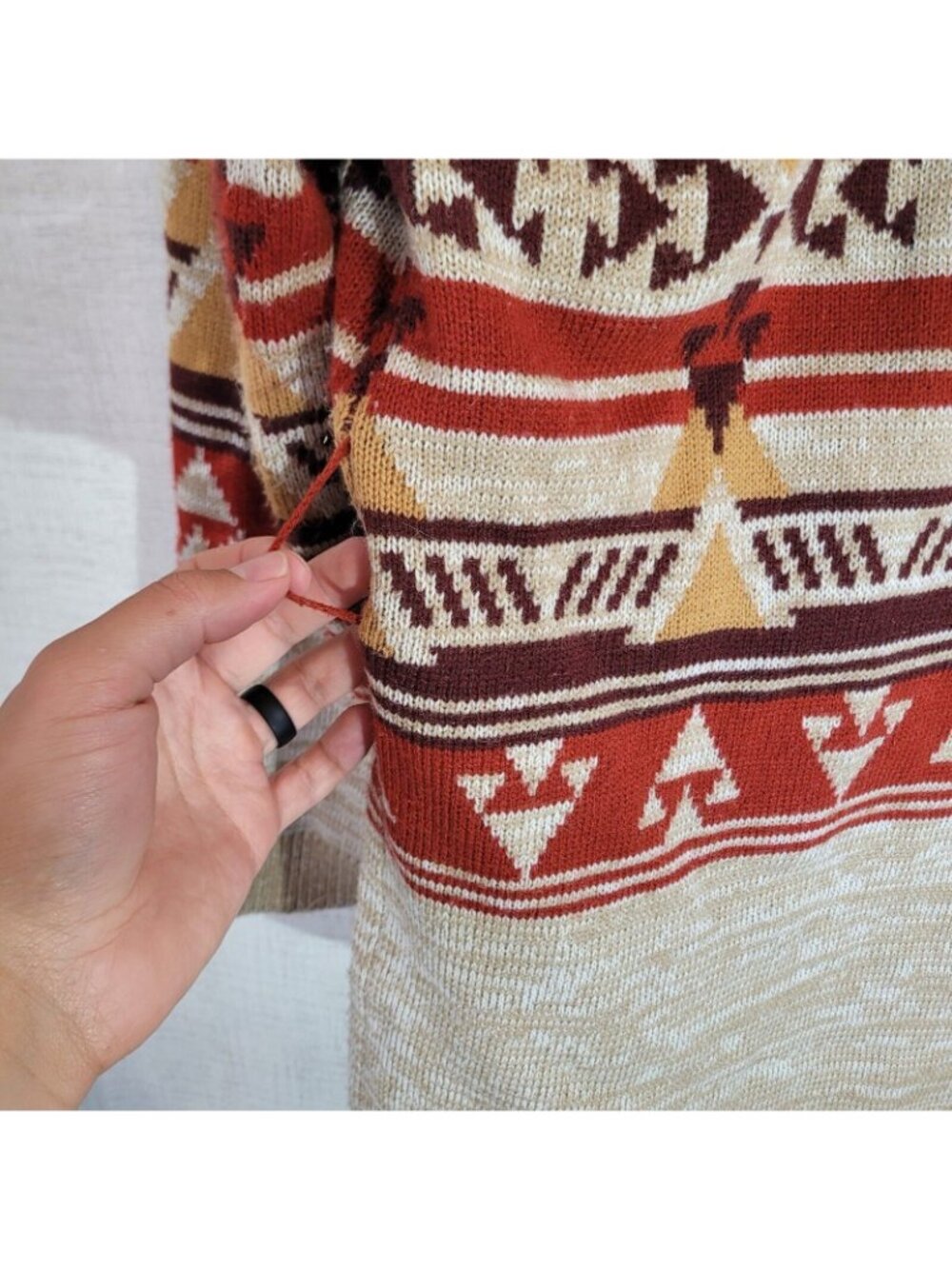 Wrangler Retro Cardigan Womens M Red Open Sweater Knit Western Aztec Southwest - Picture 4 of 8